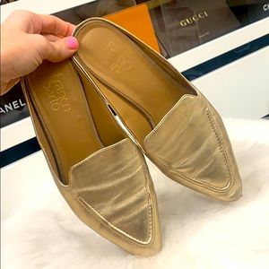 Golden slip on loafers